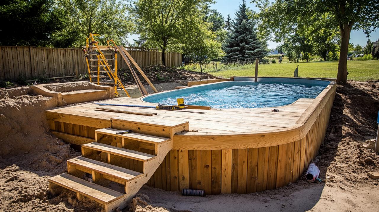 Aprende a Construir una Escalera para Piscina Elevada de Madera: Tutorial con Ensamblaje de Estructura Segura